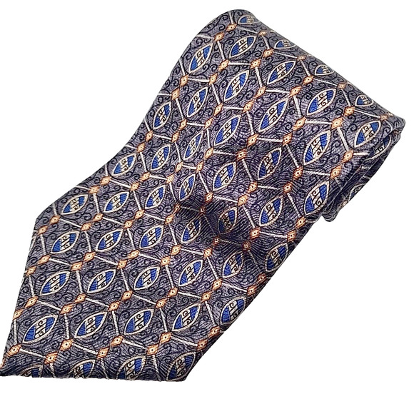 Geoffery Beene Gray Geometric Silk Necktie - Made in Italy - Like New - Picture 1 of 4
